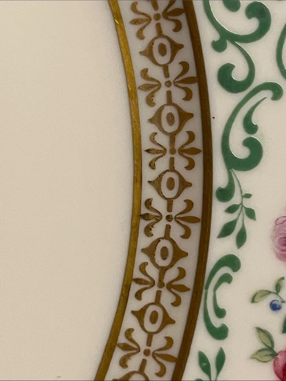 Classic Floral Dinner Plates – Green & Pink Pattern (Set of 4), vintage, bavaria